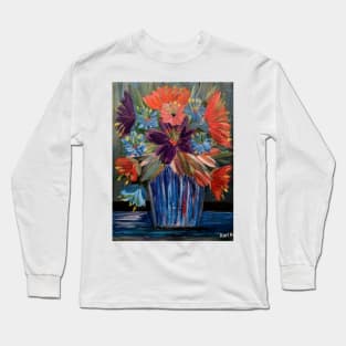 A lovely boutique of abstract vibrant bright colorful  flowers in a glass vase Long Sleeve T-Shirt